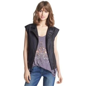 NEW Trouve Studded Black Leather Trim Vest  Final Price